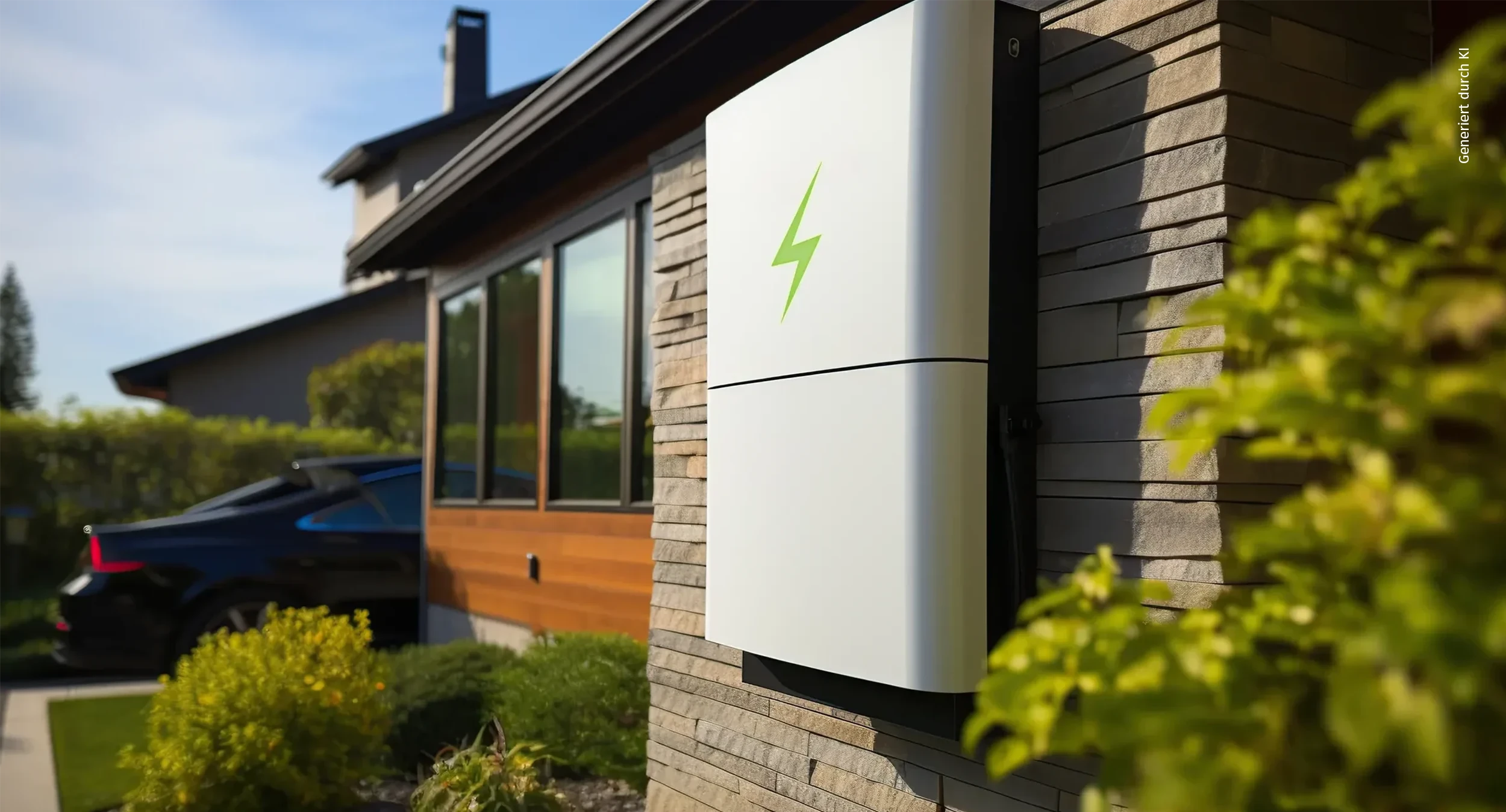 Stromspeicher an Hauswand installiert von IntHome