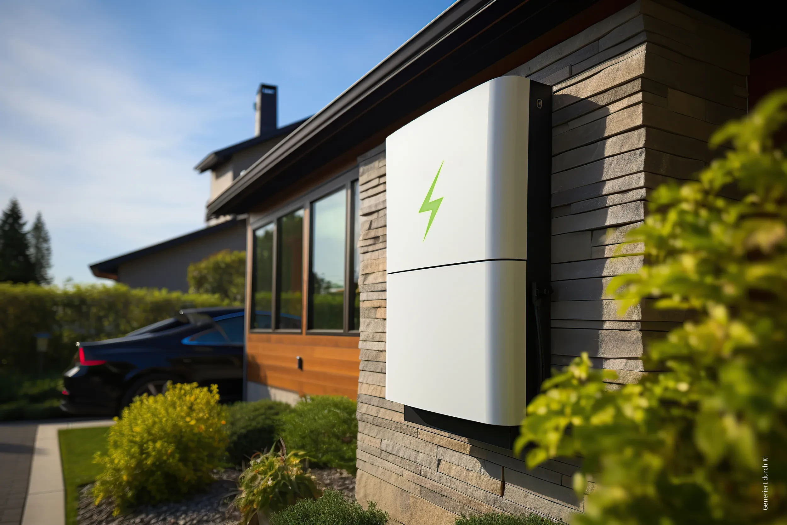 Stromspeicher an Hauswand installiert von IntHome